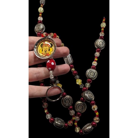 Upcycled Minnie Mouse Beaded Keychain Lanyard - Picture 5 of 7